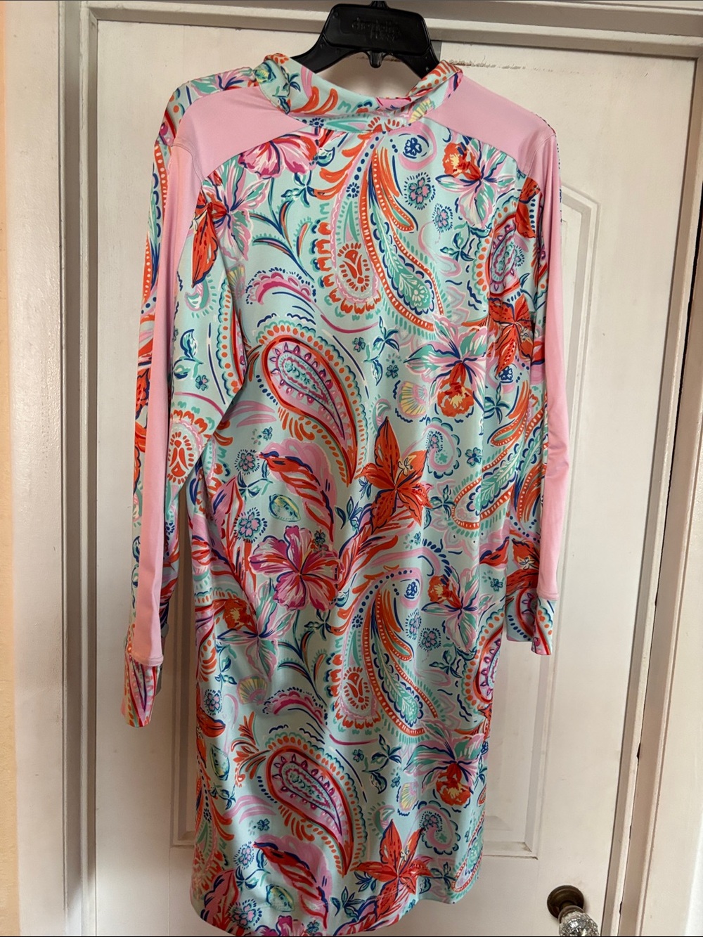 Mint Multicolor Paisley Floral Long Sleeve Shift Dress - Picture 5 of 5